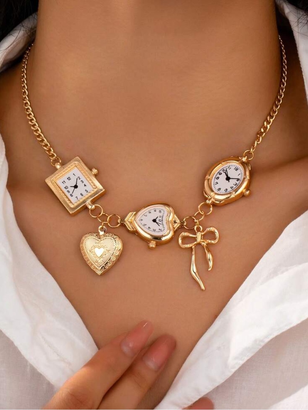Kohl's Gold-Tone Multi-Charm Watch Necklace